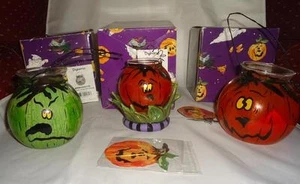Blue Sky Clayworks 2004 Halloween Three Glass Lanterns Retired Heather Goldminc - Picture 1 of 6