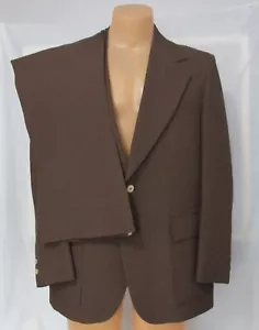 Men's Vintage Palm Beach 70s Brown Polyester 2 Pc Suit Mod Disco size 44 - Picture 1 of 17