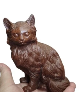 VTG Red Mill MFG Crushed Pecan Shell Handcrafted Cat Figurine 5.5" Resin - Picture 1 of 5