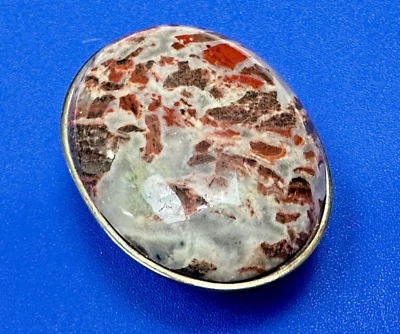 Cabujón de jaspe brechado cabina piedra en hebilla de cinturón de plata de ley de 2"  Foto 1 de 4