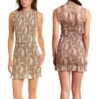 Vestido Bec + Bridge Mujer 2 Marrón Marfil Algodón Calado Toile Gloria Mini Nuevo con Etiquetas Foto 1 de 4