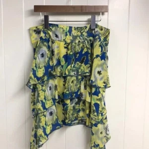 Mac & Jac Blue Yellow Flowy Tiered Floral Skirt Size 10 - Picture 1 of 3