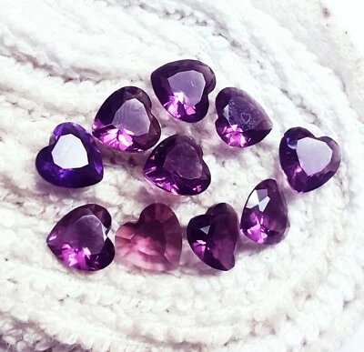 Loose Gemstone Heart Cut Violet Amethyst 12.95 Ct/ 10 Pcs MM Size With Free Gift - Image 1 of 4