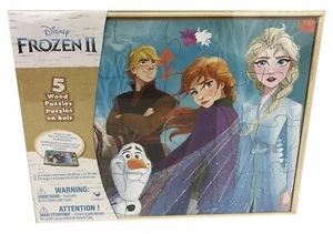 Rompecabezas de madera Disney Frozen 2 5 en caja de almacenamiento de madera edades 3+ juego cardinal N - Imagen 1 de 12