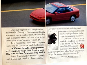 1991 Saturn 2 Door Two Page Print Ad John Resslar - Picture 1 of 3