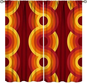 Retro 60S Curtains Vintage 70S Abstract Art Geometric Pattern Curtain with - Picture 1 of 4