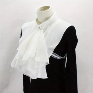 Chiffon Fake Collar Vintage Palace Half Shirt Blouse Ruffle Flounce Jabot Bowtie - Picture 1 of 8