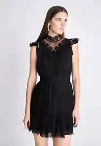 AllSaints Azura Dress Womens 4 Black Tulle Lace Cap Sleeve Party Cocktail ERK148 - Picture 1 of 16