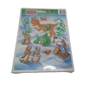 Vintage Rudolph the Red Nosed Reindeer Puzzle Golden Frame Tray 1993 NOS - Picture 1 of 5