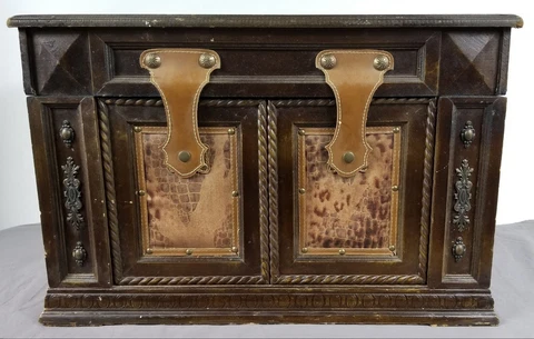 Vintage Wood with Leather Custom Made Chest Trunk. WOW! Cover