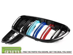 Jet Black w/ M Tri Color Front Hood Grille For BMW F06 640i 650i M6 2012+ - Picture 1 of 3