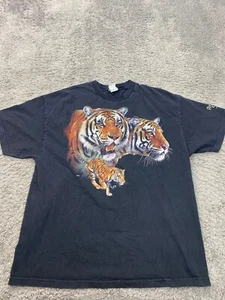 Vtg Rainforest Cafe Shirt Adults 2XL Black Graphic Triple Tiger Crewneck 90s Y2K - Picture 1 of 10