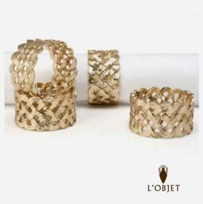 L'Objet Napkin Rings Braid Gold S/4 - Image 1 of 4