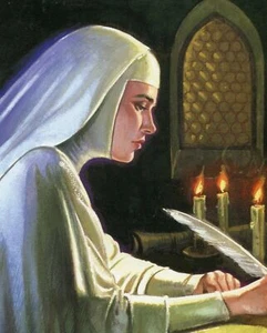 Katholischer Druck Bild HEILIGE Heilige Hildegard von Bingen 8" x 10" fertig gerahmt - Bild 1 von 1