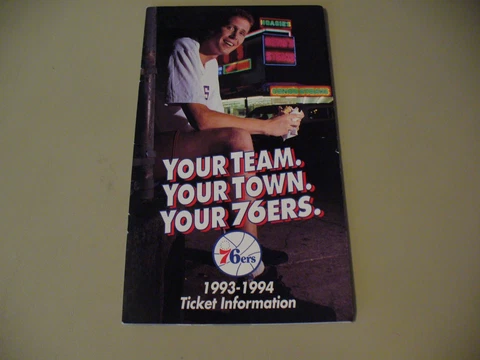 NBA - Philadelphia 76er's Ticket Info Packet - 1993/94 - VINTAGE Cover