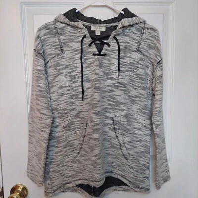 Sudadera con capucha tejida jaspeada con textura negra blanca Style & Co talla XS Foto 1 de 4