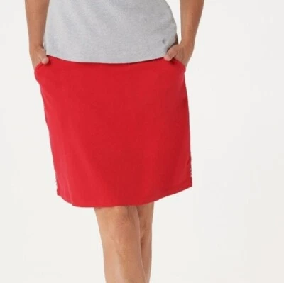 Quacker Factory Petite Pull-On French Terry Skort, Lipstick Red, PS - Image 1 of 2