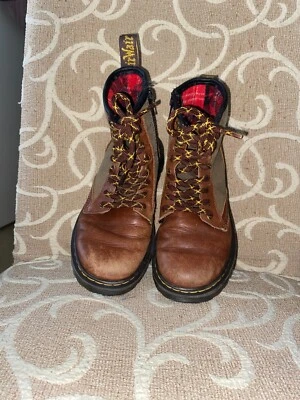  Dr Martens 1460 Panel Junior Boys 1  Leather Canvas Combat - Image 1 of 4