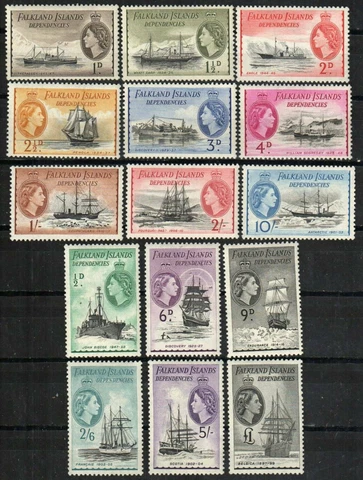 Falkland Islands Dependencies 1L19-1L33 - Ships, Queen Elizabeth definitive set Cover