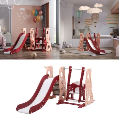 3 in 1 Toddler Kids Slide and Swing Set Climber Slide Play Basketball In/Outdoor - Image 1 of 4