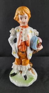 Porcelain Figurine Colonial Gentleman Holding a basket, embroidered suit 6.6inch - Picture 1 of 9