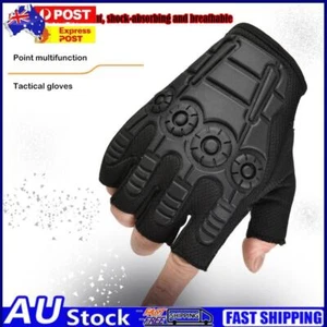 Anti Slip Men Women Half Finger Gloves Training Fingerless Gloves (Black) - Picture 1 of 7