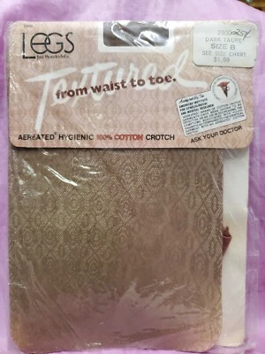 Vintage Legs Pantyhose Textured DARK TAUPE Sz B RARE Nylon Hose Lingerie  - Image 1 of 4