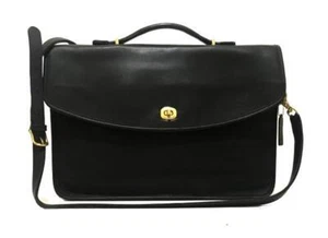 Nice Coach Classic Retro Black Vintage Leather Business Portfolio Briefcase Bag - Picture 1 of 1