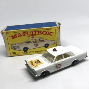 Lesney Matchbox No. 55/59 Police Ford Galaxie 1966 White - Made In England W/Box - Picture 1 of 21