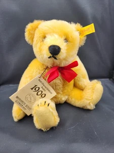 Orsacchiotto Steiff Germania 1984 giallo dorato mohair 1909 replica 0165/28 con etichette - Foto 1 di 9