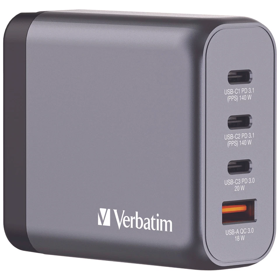 140 W 4-Port GaN Wall Charger Black/Gray 32203 - Image 1 of 1