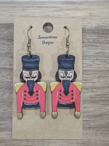 Pendientes de madera pintados a mano corte láser pavo de acción de gracias 1,5" - Imagen 1 de 1