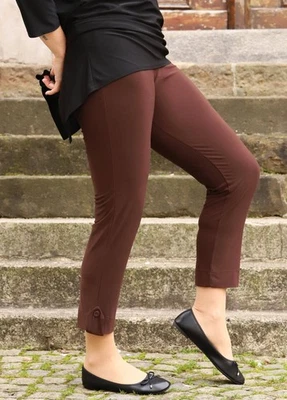 MAGNA - Lagenlook HOSE / LEGGINGS & Knopf Gr 44 bis 58 - schoko braun - Bild 1 von 4