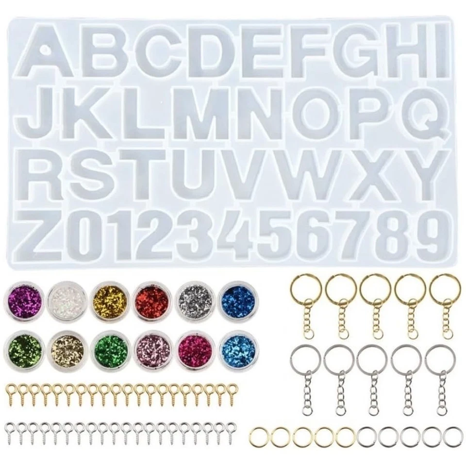 Moldes de resina alfabeto número silicona invertido, moldes de letras para fundición de resina,... Foto 1 de 4