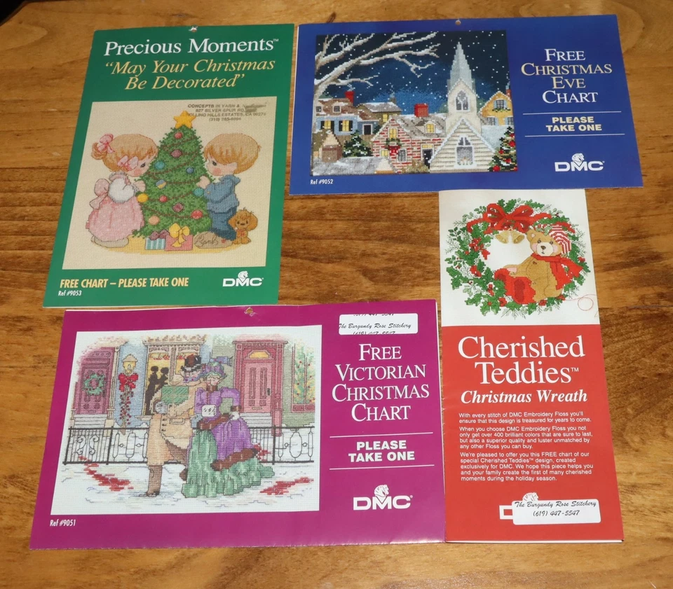 Lote de 4 gráficos de punto de cruz DMC guirnalda victoriana de árbol de Nochebuena Foto 1 de 1