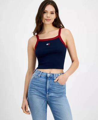 Camiseta sin mangas Tommy Jeans para mujer talla XL borde en contraste insignia logotipo Foto 1 de 3