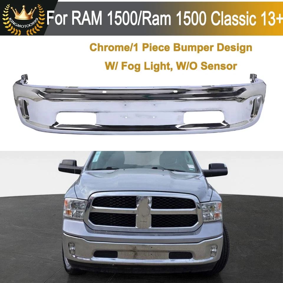 New Front Chrome Bumper Face Bar For 2013-2018 Dodge Ram 1500 w/ Fog Light Holes - Image 1 of 4