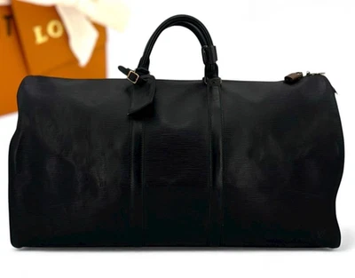 Louis Vuitton Epi Keepall 55 Noir Black Leather Boston Handbag B Rank - Image 1 of 4