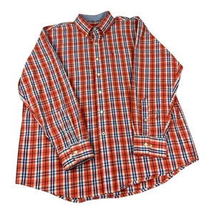 Izod Long Sleeve Button Up Shirt, Red Plaid, Cotton, Men’s Size XL - Picture 1 of 10