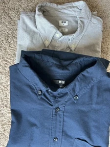 Lot Of 2 Uniqlo Men’s Shirts, Size Small, Linen colored  And Blue, Both Slim Fit - Picture 1 of 17