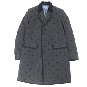 GUCCI Chester coat  velour piping, silk blend lining gray wool mens 48 468117 - Picture 1 of 9