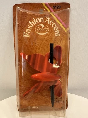 VINTAGE *NEW* 1970's Goody Fashion Accent Ponytail/Bun Buckle Barrettes Orange - Image 1 of 3