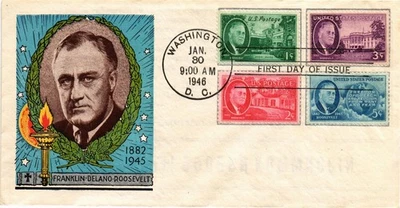 Dr Jim Stamps FDC 5c Roosevelt Four Freedom Combo Smartcraft Cachet Monarch Size - Image 1 of 2