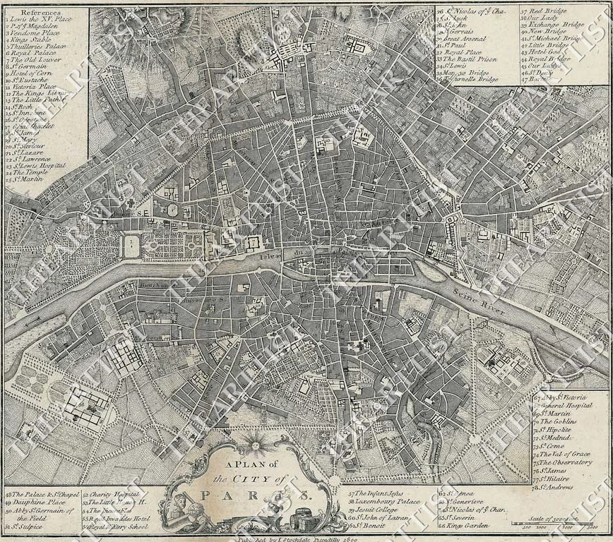 GIANT VINTAGE historic A PLAN OF THE CITY PARIS FRANCE 1800 OLD STYLE Wall MAP - Image 1 of 1