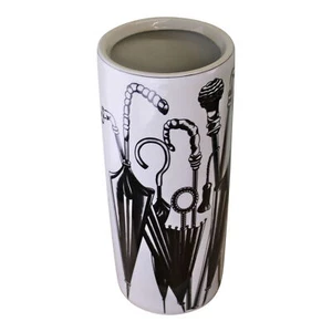 Ceramic Umbrella Stand Brolly Walking Stick Holder or Vase Black & White 46cm - Picture 1 of 3