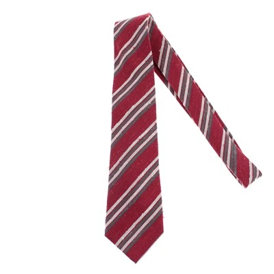Corbata Kiton nueva sin etiquetas 100 % seda en rojo con rayas grises/blancas hecha en Italia Foto 1 de 4