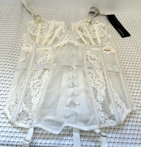 New M&S Autograph Marks & Spencer 32C winter white lace back underwired Basque - Picture 1 of 13