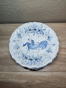 4 x GIULIO GUERRIERI MURANO Italy Stoneware  Shallow Bowl Blue Bird VINTAGE 9.5" - Picture 1 of 22