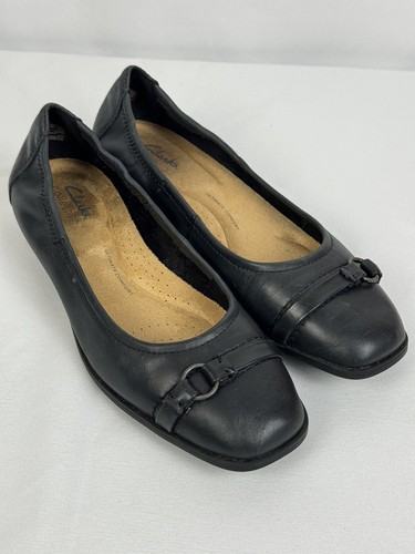 Clarks Collection pelle lirica piatta nera cielo taglia 7 5 M donna