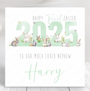 TARJETA PERSONALIZADA PRIMERA PASCUA PRIMERA PASCUA DEL BEBÉ 2024 PARA HIJO NIETO SOBRINO - Imagen 1 de 7
